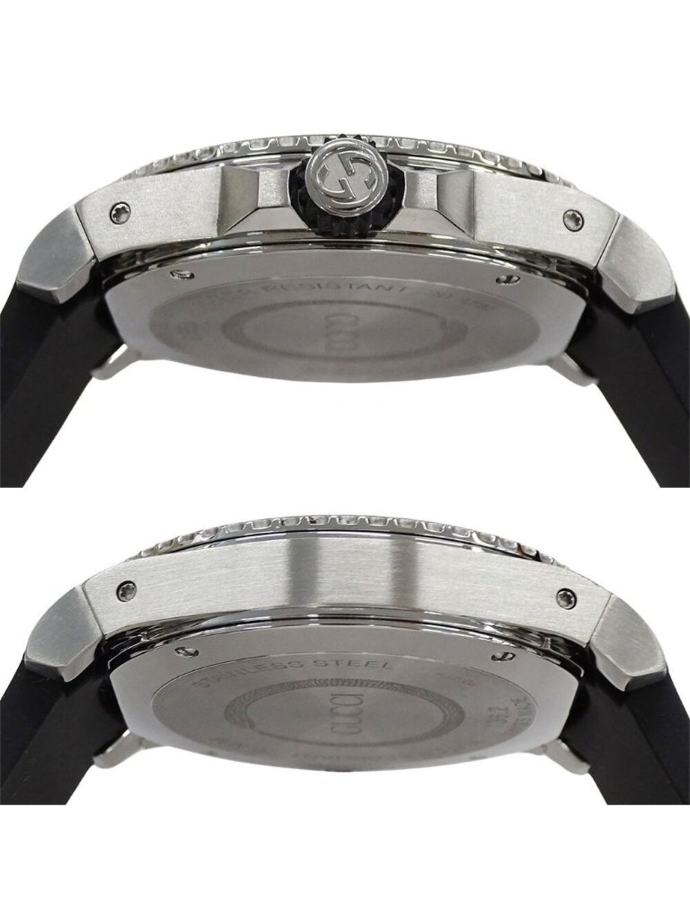 Gucci Watch Dive Snake Date Quartz Stainless Steel Rubber 136.2 Black Polished - Picture 3 of 13